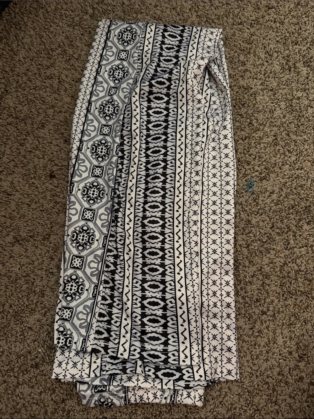 Black and White Boho Stripe Table Runner -
